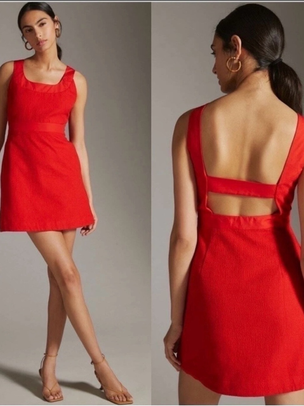 Anthropologie Maeve Sleeveless Scoop-Neck Mini Dress Red NWT Size 14
